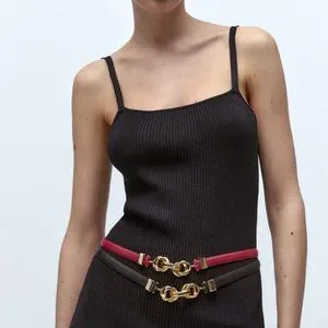 Zara | Accessories | Bnwt Zara Thin Leather Belt Red With  display picture 2